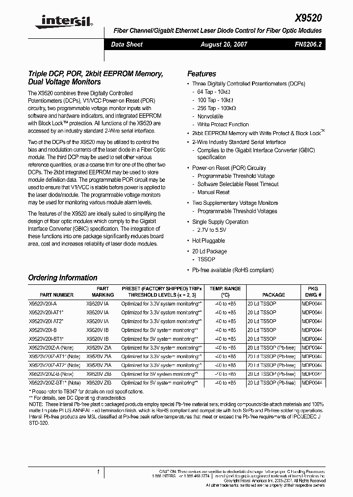 X9520V20I-AT2_4192223.PDF Datasheet