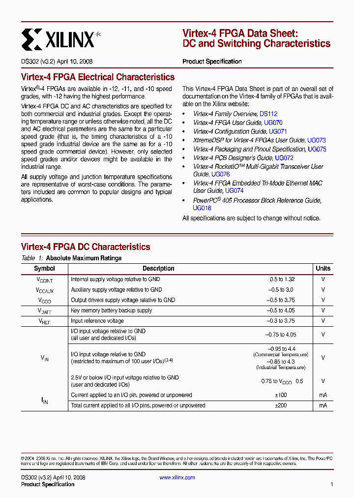 XC4VLX15_4462657.PDF Datasheet