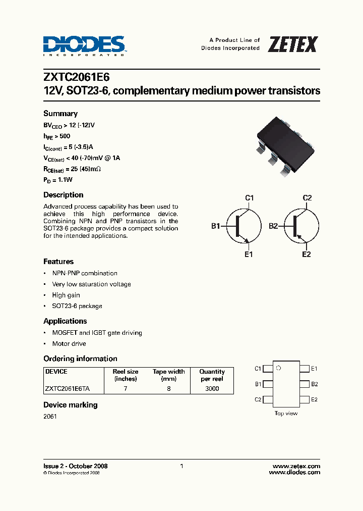 ZXTC2061E608_4324629.PDF Datasheet