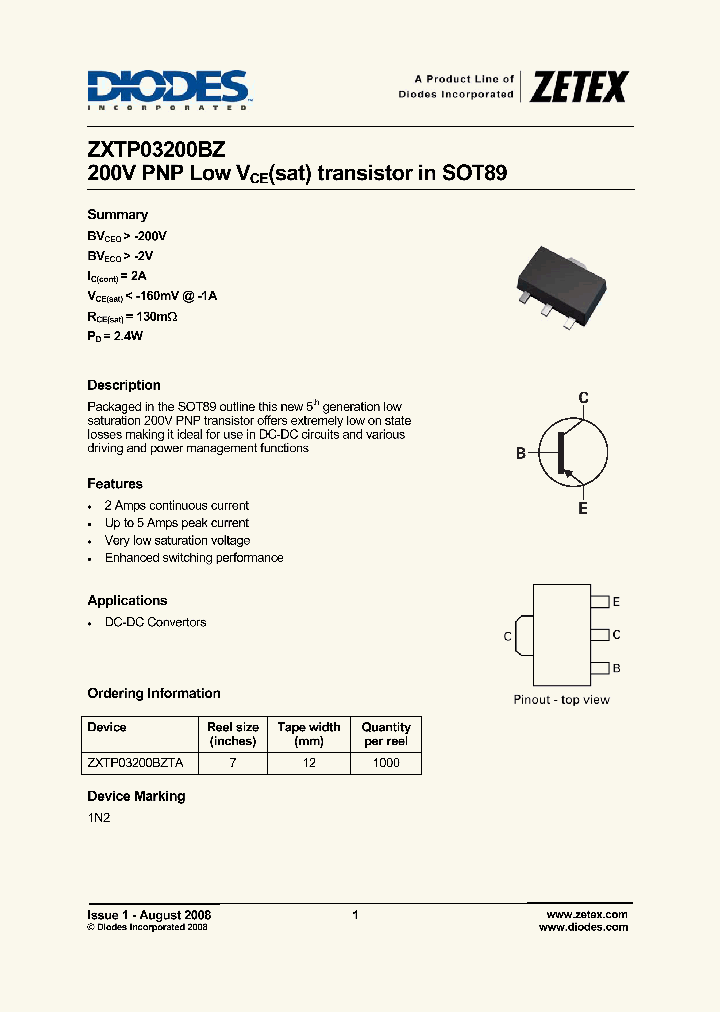 ZXTP03200BZTA_4261826.PDF Datasheet