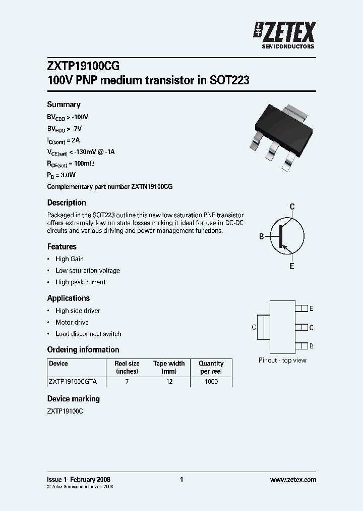 ZXTP19100C_4389307.PDF Datasheet