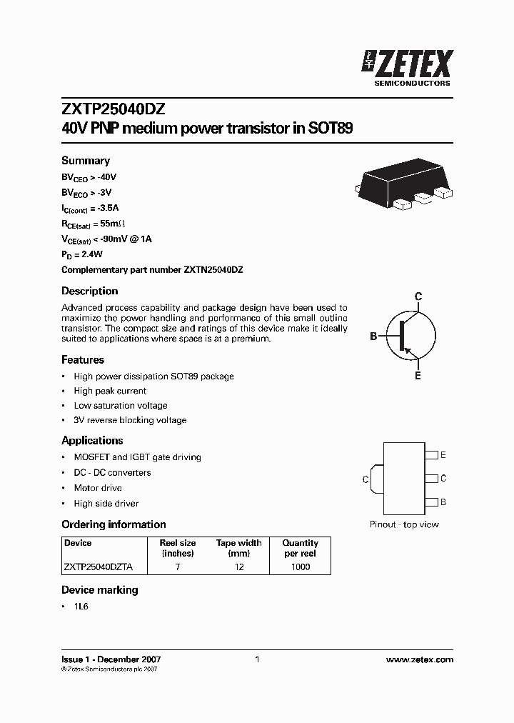 ZXTP25040DZ_4763247.PDF Datasheet