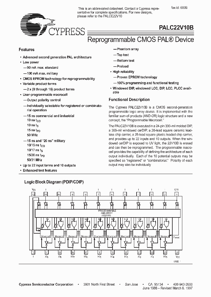 22V10BAB_964762.PDF Datasheet