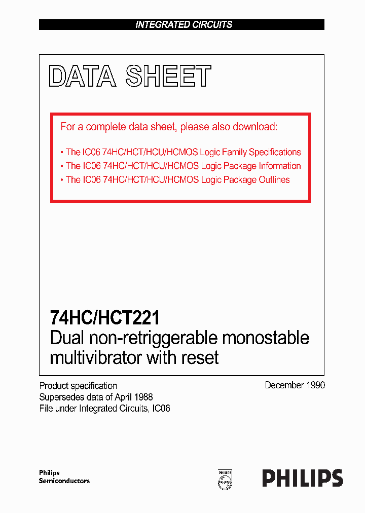 74HC221_971206.PDF Datasheet