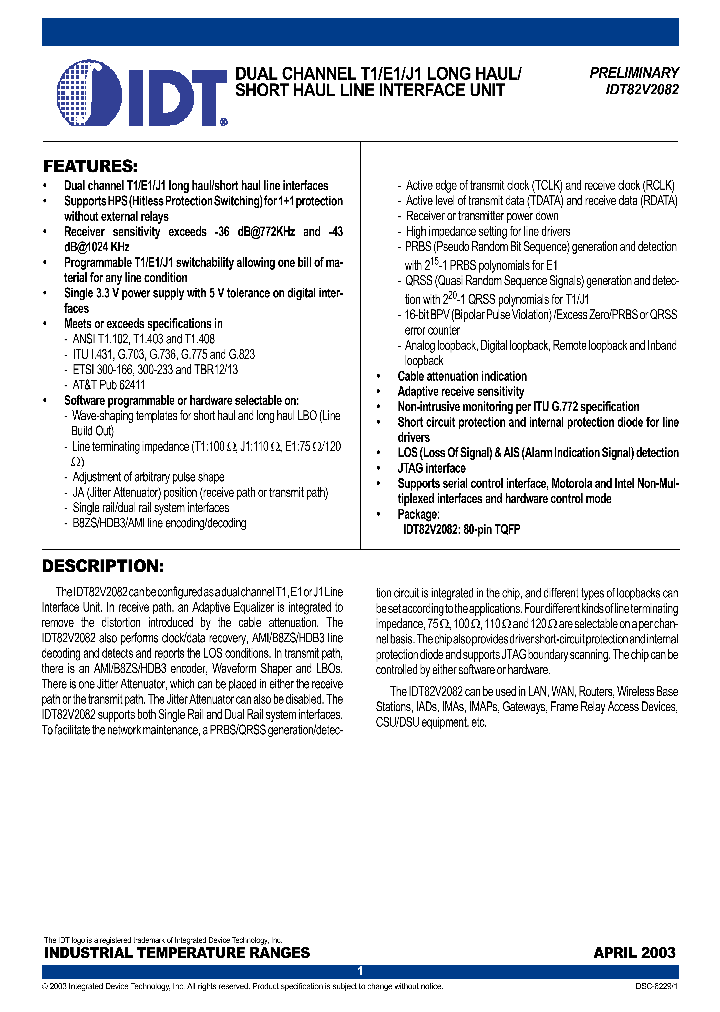 82V2082DS_972089.PDF Datasheet