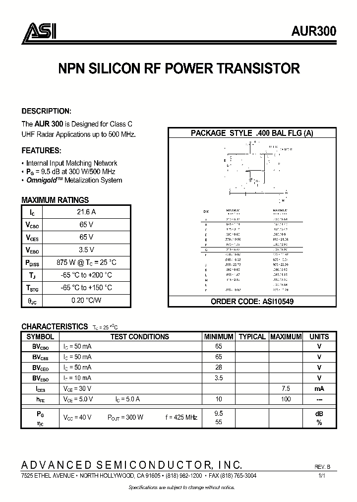 AUR300_975118.PDF Datasheet