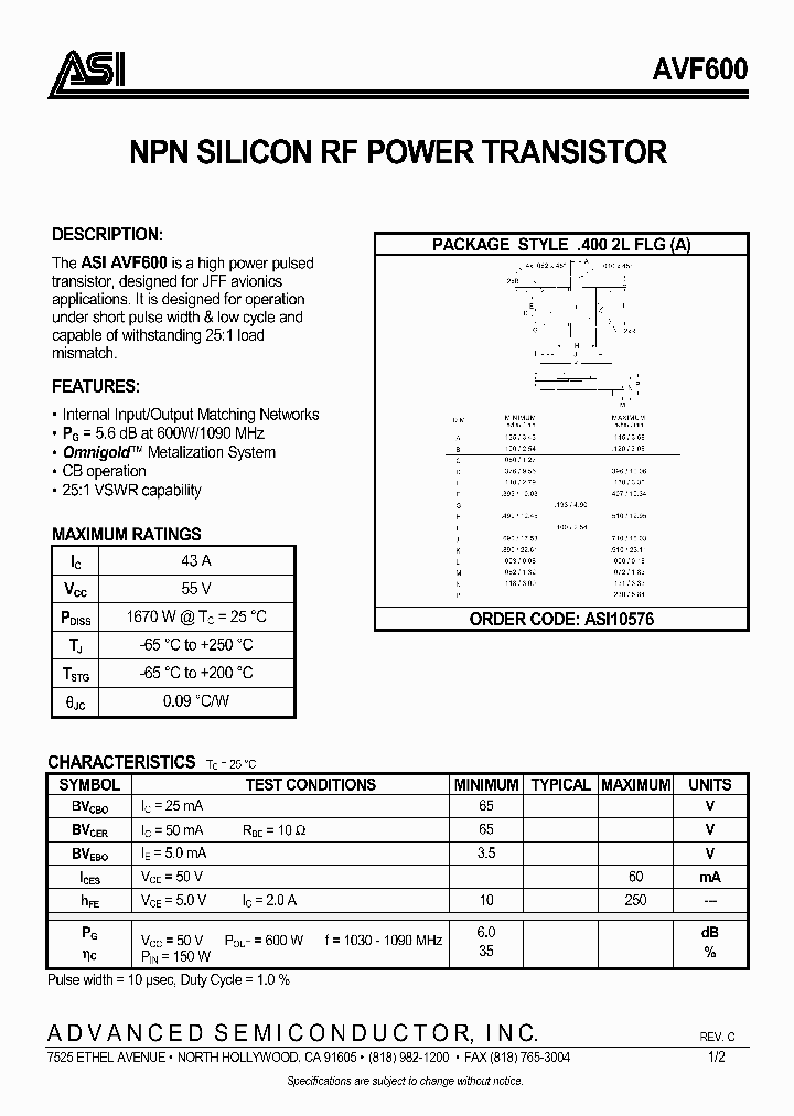 AVF600_975150.PDF Datasheet