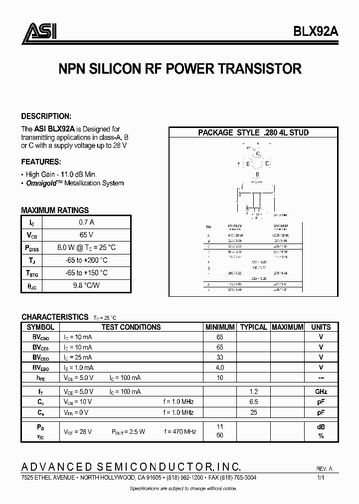 BLX92A_976356.PDF Datasheet