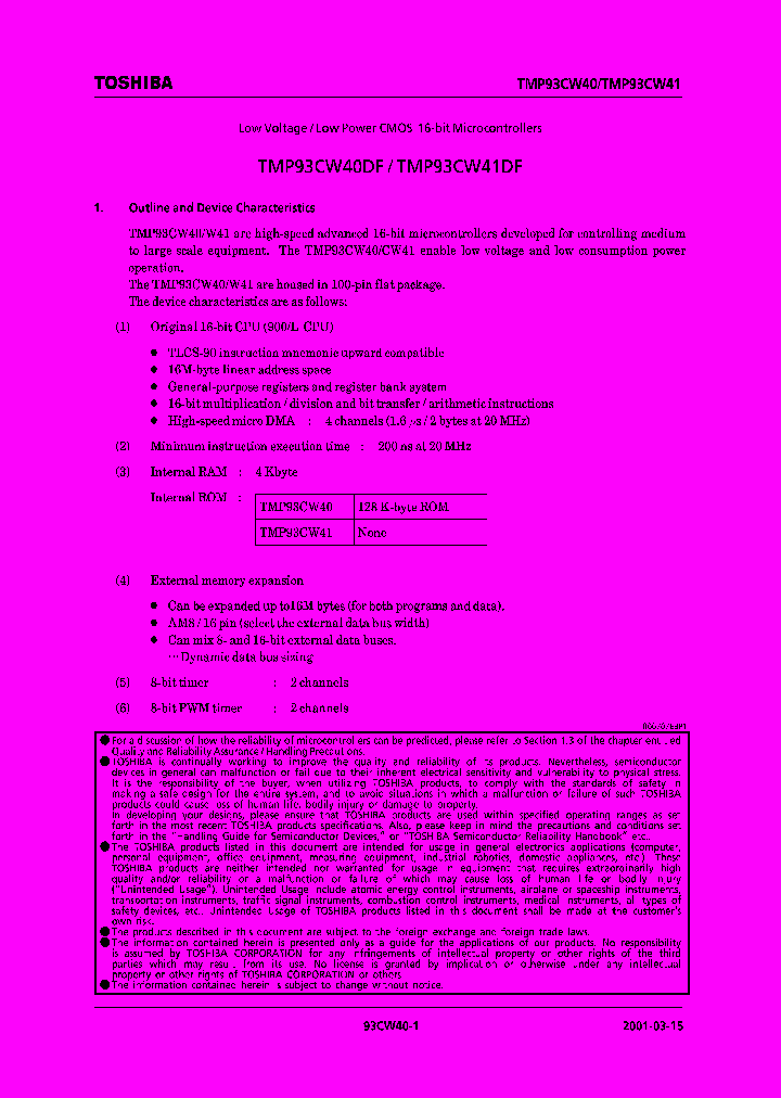E01031593CW40DSUMMARY_979454.PDF Datasheet