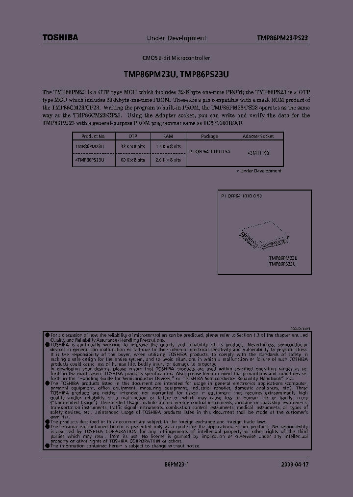 E03041786PM23SUMMARY_979501.PDF Datasheet
