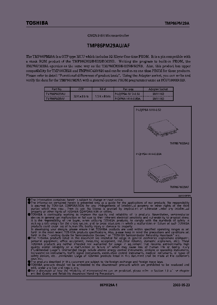 E03052386PM29ASUMMARY_979508.PDF Datasheet