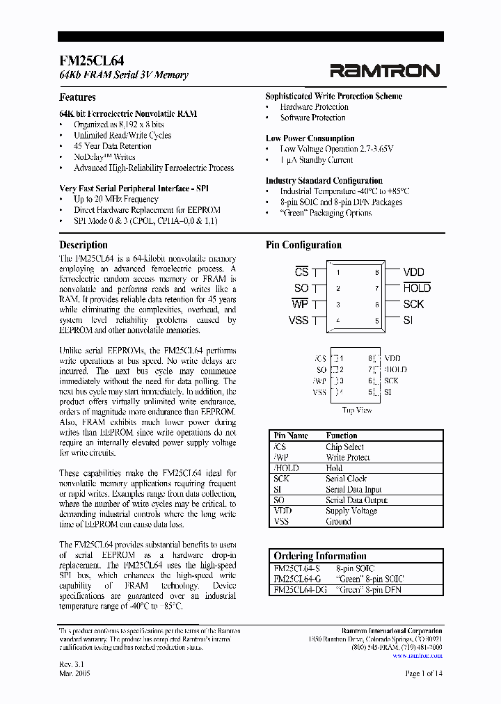 FM25CL64DSR31_984131.PDF Datasheet