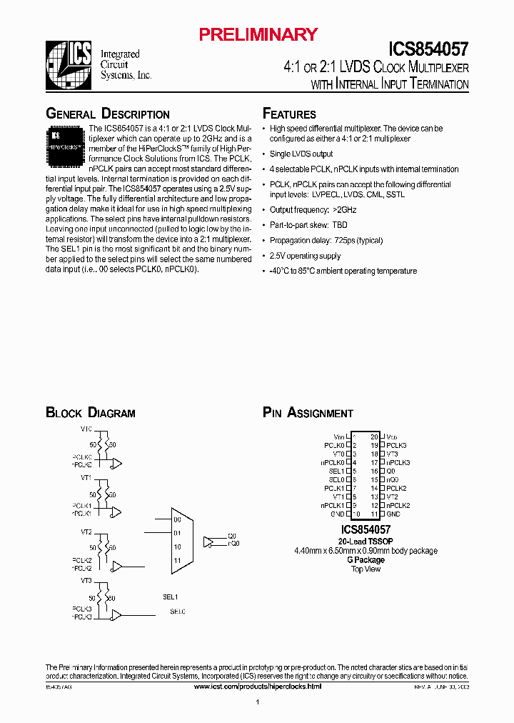 ICS854057_986880.PDF Datasheet