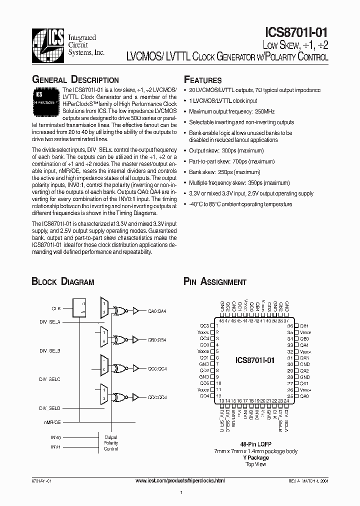 ICS8701-01I_986897.PDF Datasheet