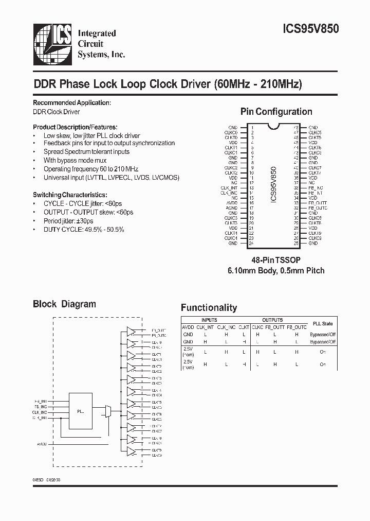 ICS95V850_986978.PDF Datasheet