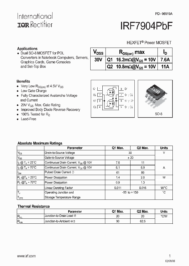 IRF7904PBF_987414.PDF Datasheet
