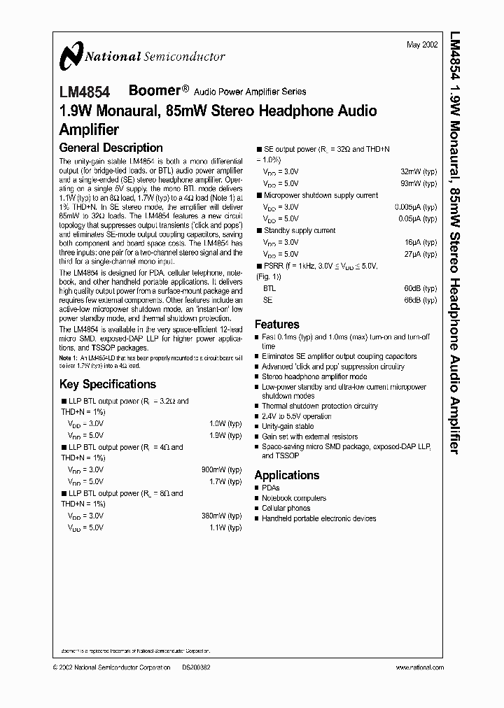 LM4854_988494.PDF Datasheet