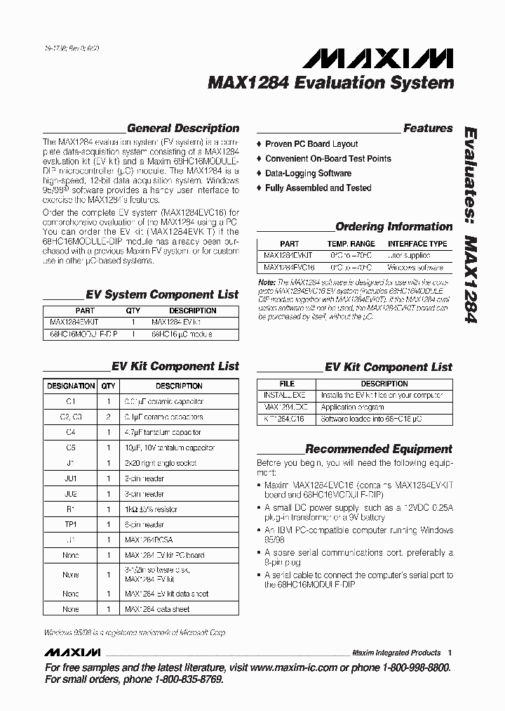 MAX1284EVSYSTEM_990027.PDF Datasheet