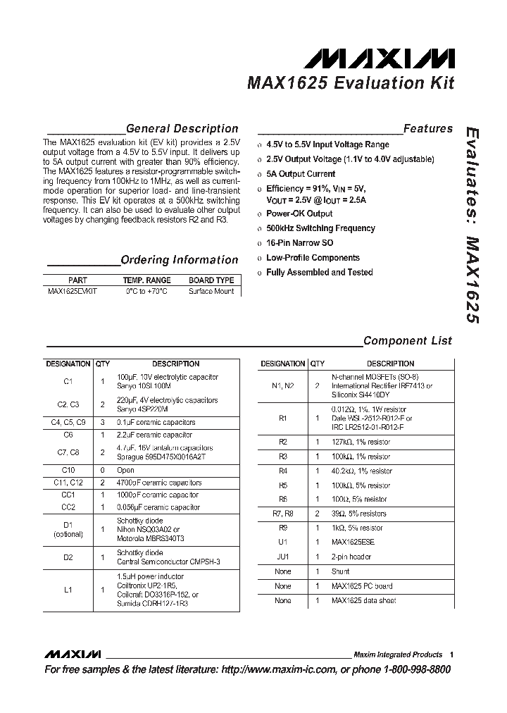 MAX1625EVKIT_990085.PDF Datasheet