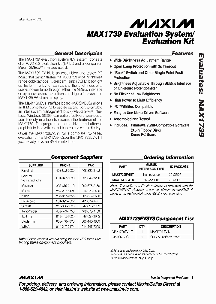 MAX1739EVKIT-MAX1739EVSYS_990124.PDF Datasheet