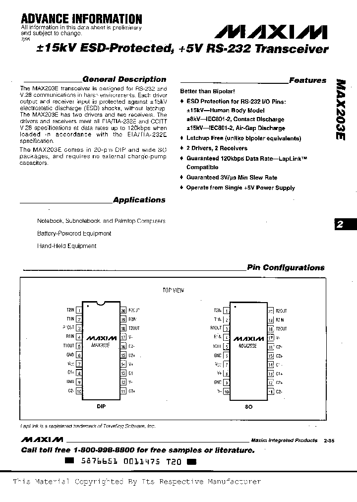 MAX203E_990223.PDF Datasheet