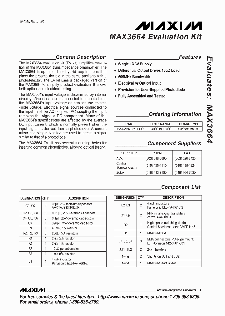 MAX3664EVKIT_990311.PDF Datasheet