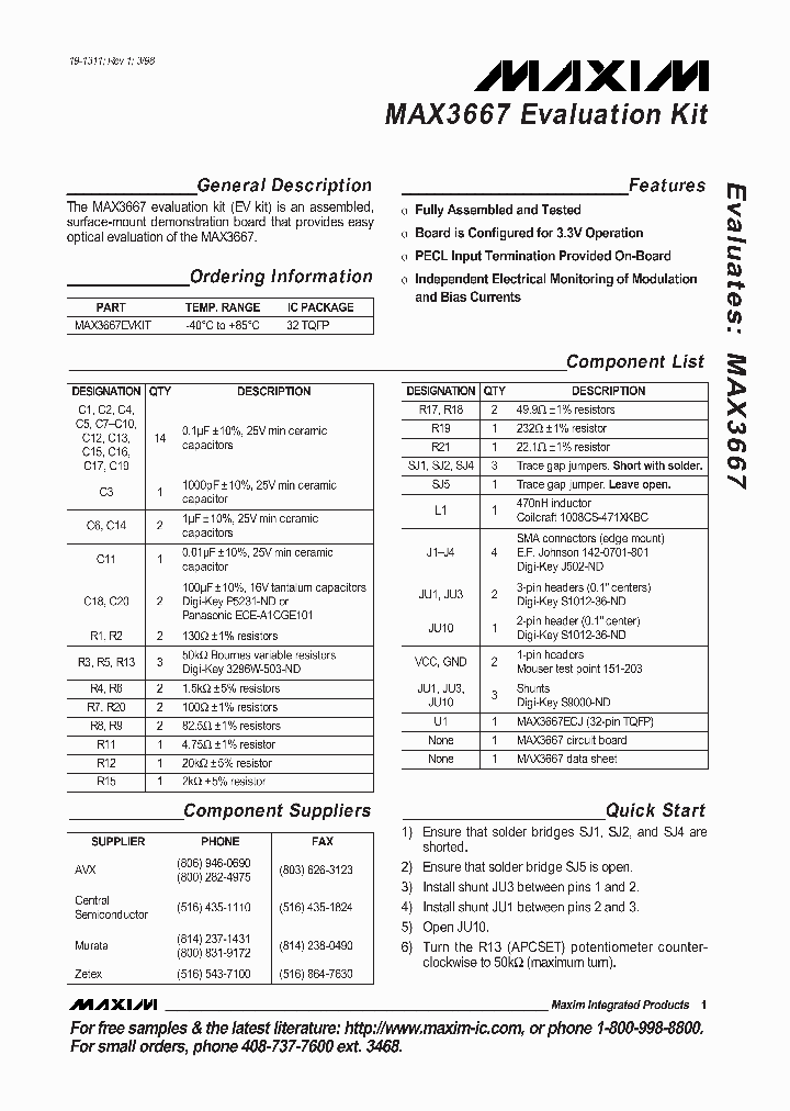 MAX3667EVKIT_990315.PDF Datasheet