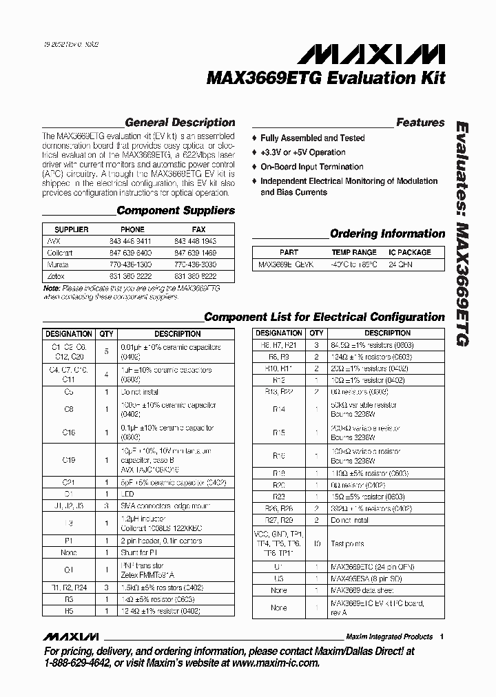 MAX3669ETGEVKIT_990319.PDF Datasheet