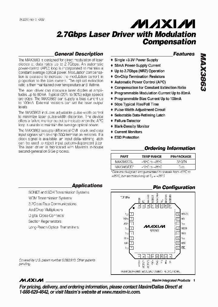 MAX3863_990358.PDF Datasheet