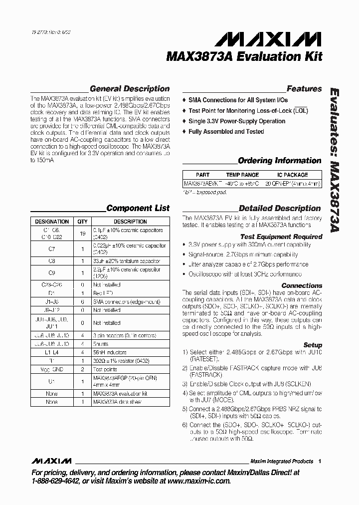 MAX3873AEVKIT_990367.PDF Datasheet