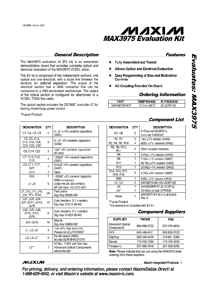 MAX3975EVKIT_990401.PDF Datasheet