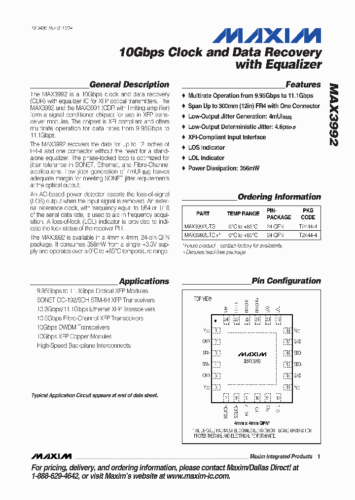 MAX3992_990406.PDF Datasheet