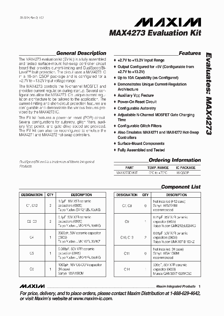 MAX4273EVKIT_990417.PDF Datasheet