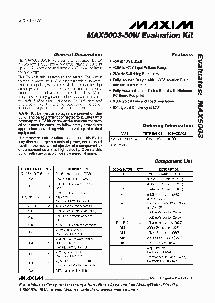 MAX5003-50WEVKIT_990449.PDF Datasheet