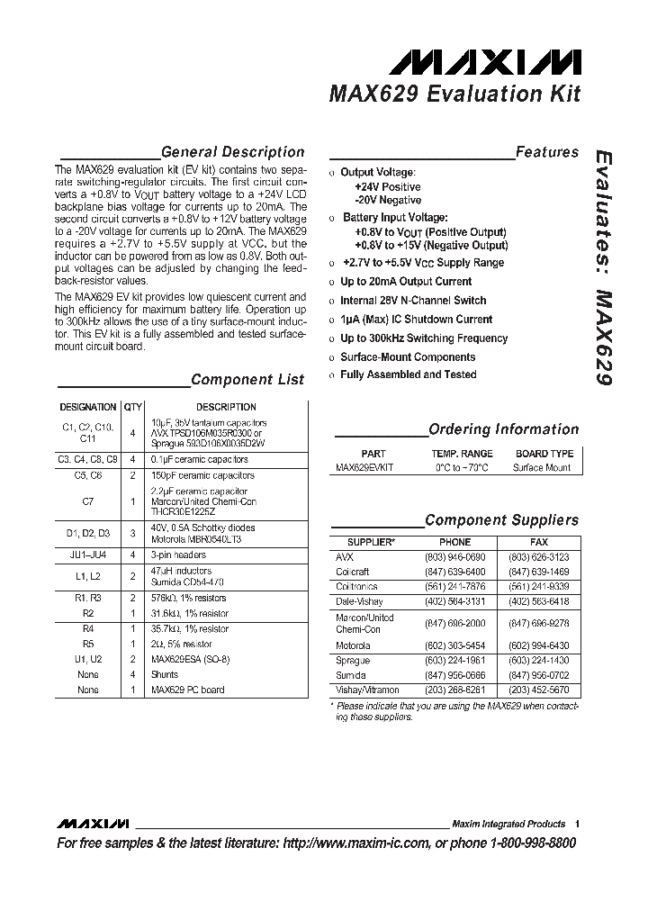 MAX629EVKIT_990519.PDF Datasheet
