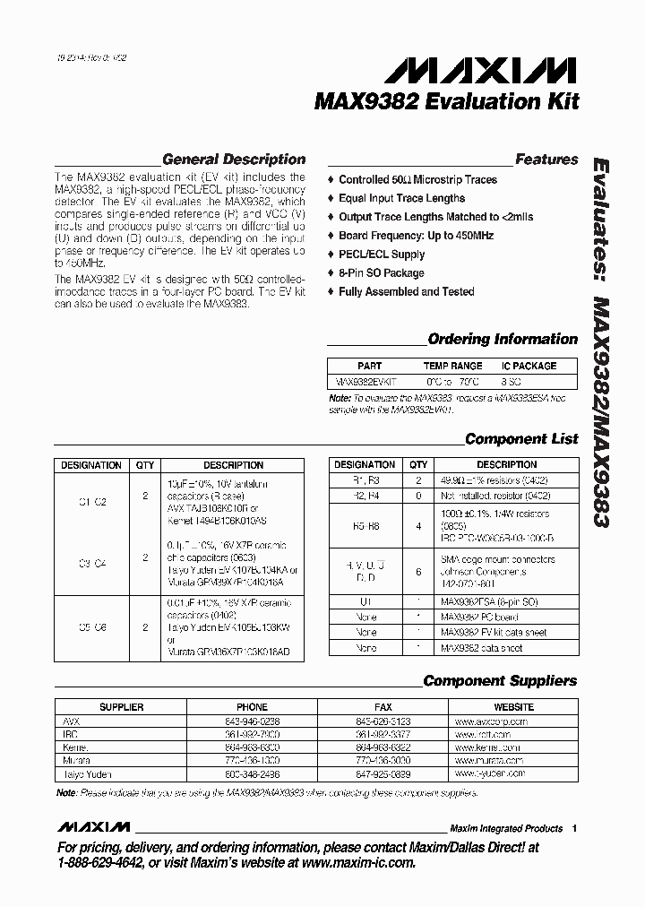 MAX9382EVKIT_990670.PDF Datasheet
