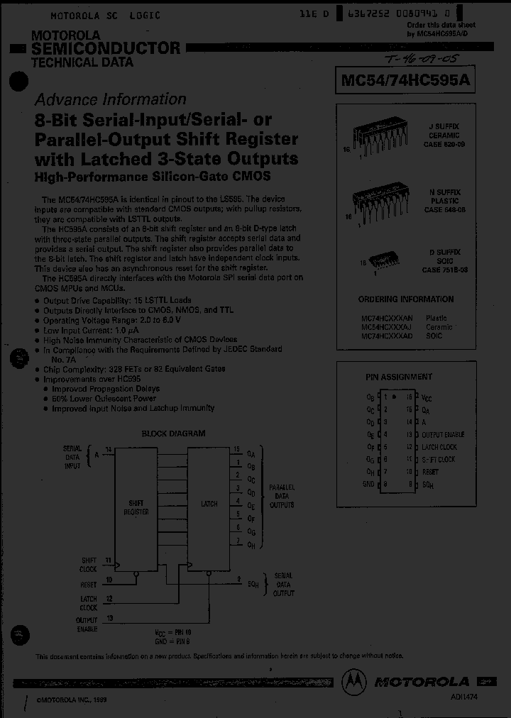 MC74HC595AND_991029.PDF Datasheet