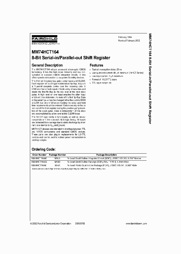MM74HCT164_991650.PDF Datasheet