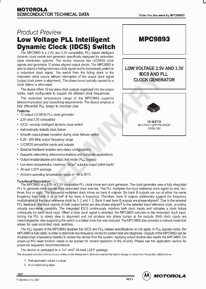 MPC9893_991850.PDF Datasheet
