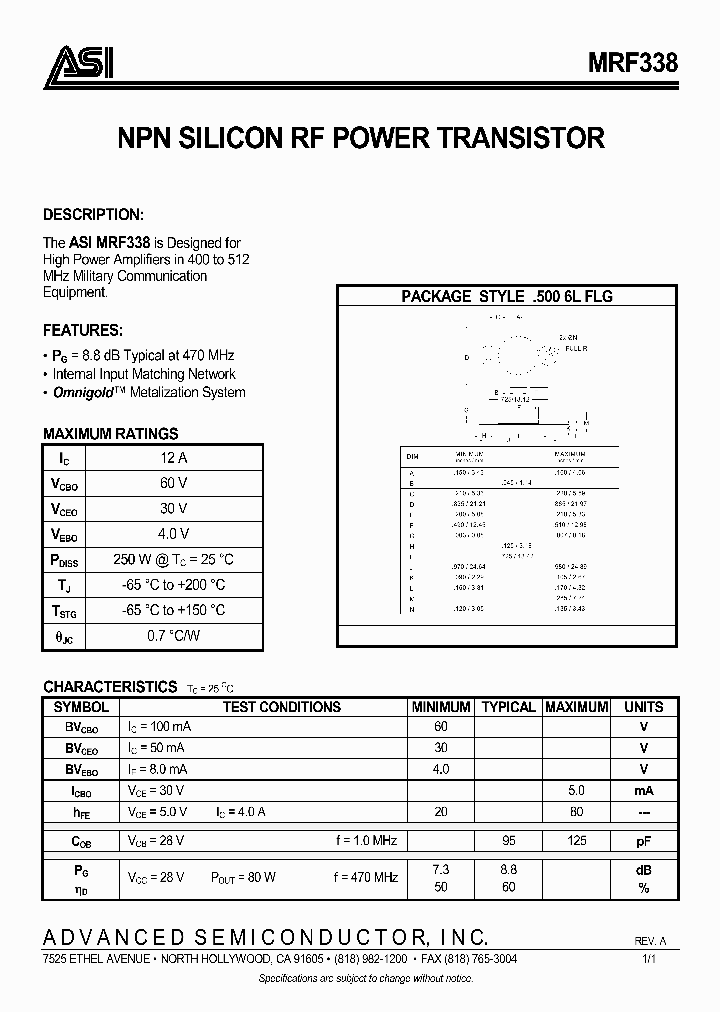 MRF338_991971.PDF Datasheet