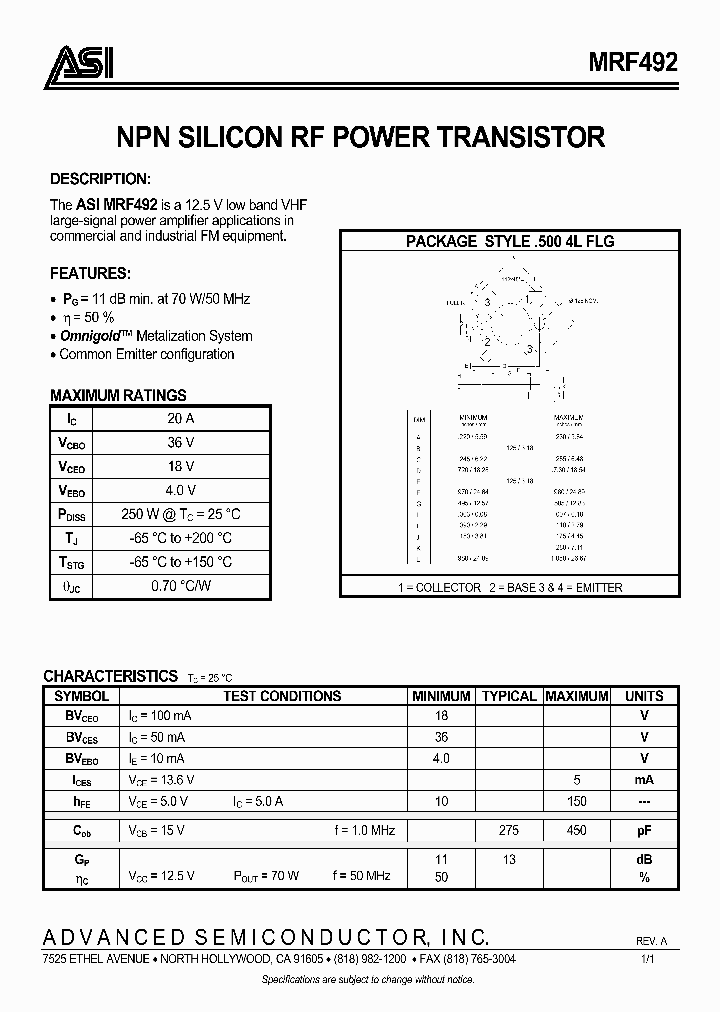 MRF492_991985.PDF Datasheet