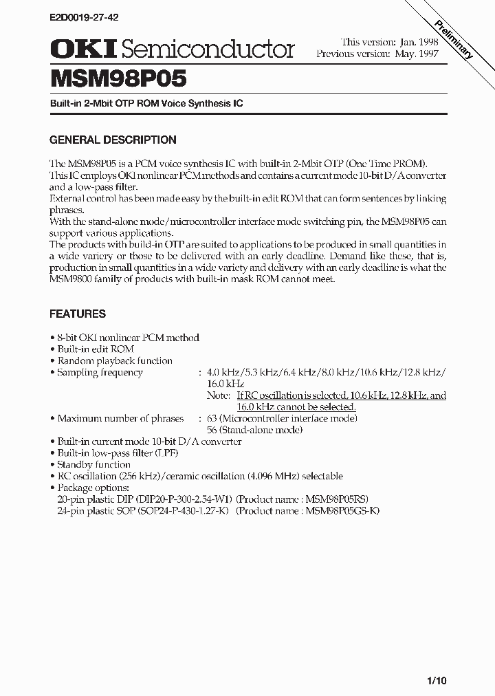 MSM98P05_992597.PDF Datasheet