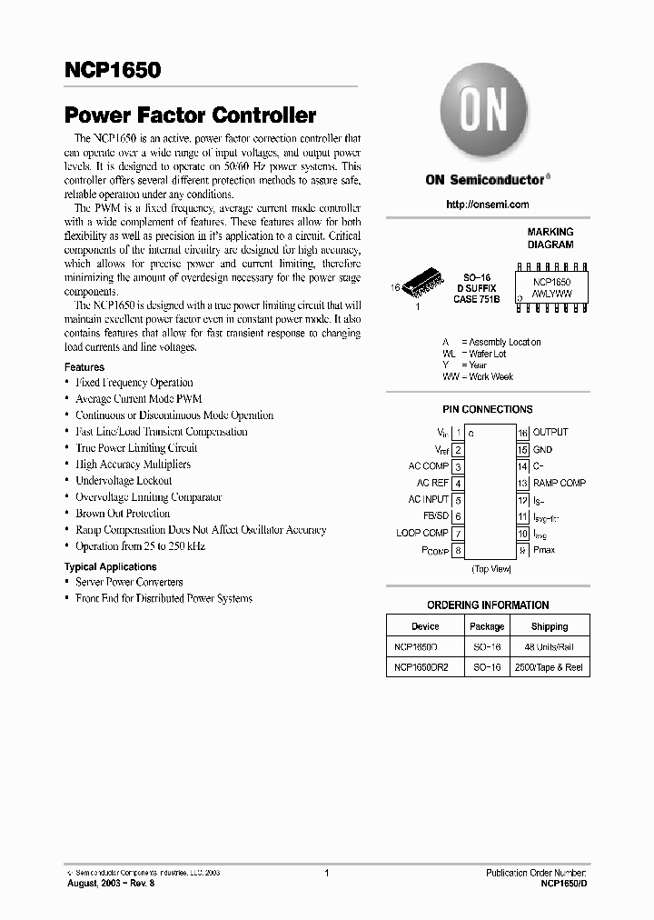 NCP1650_992877.PDF Datasheet