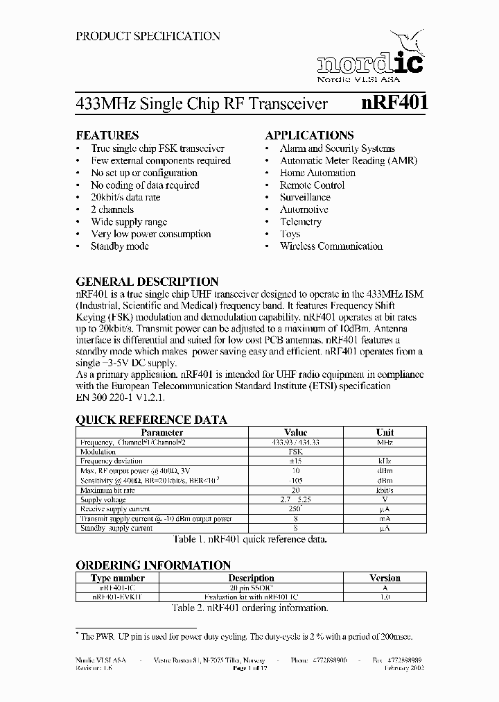NRF401_993444.PDF Datasheet