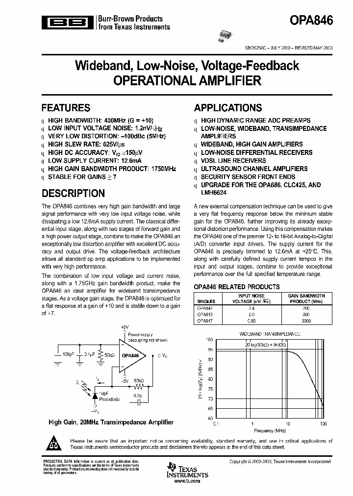 OPA846_997799.PDF Datasheet