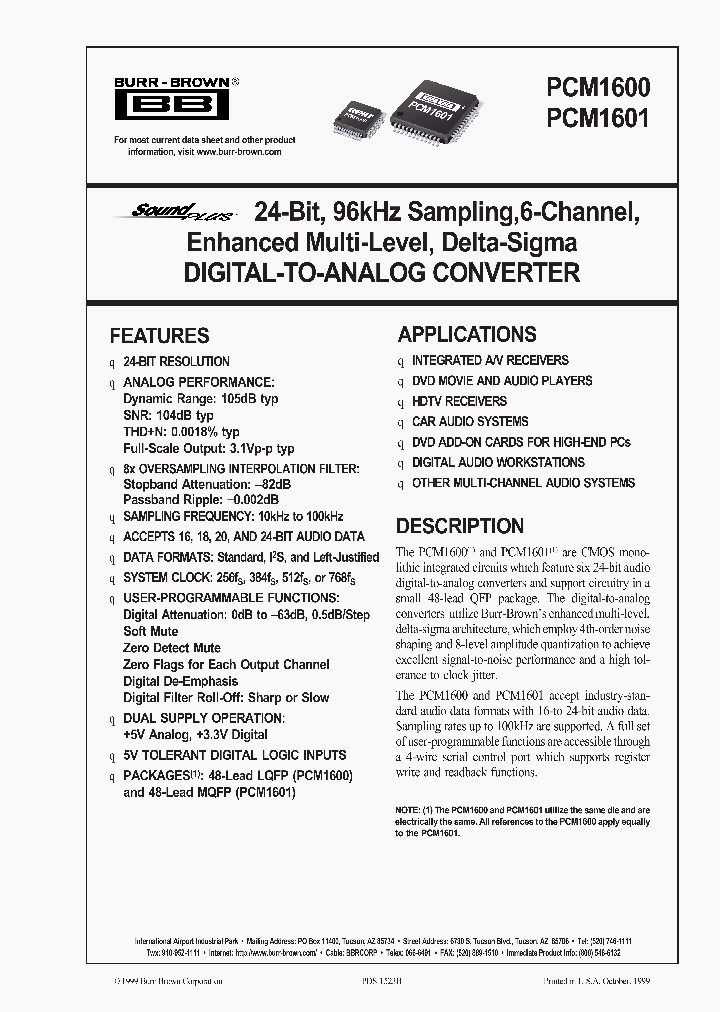 PCM1600_998138.PDF Datasheet
