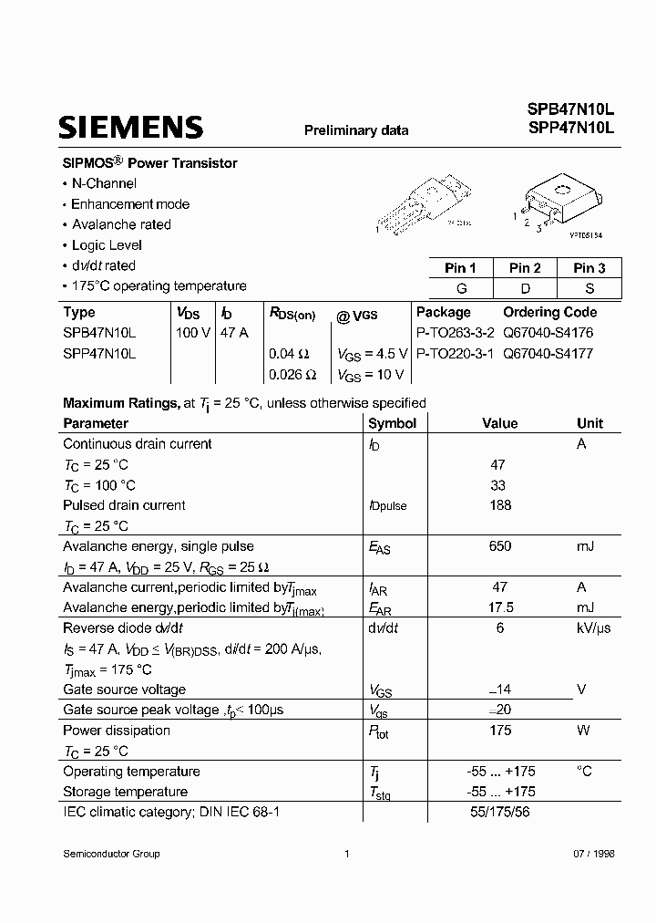 SPB47N10_1004205.PDF Datasheet