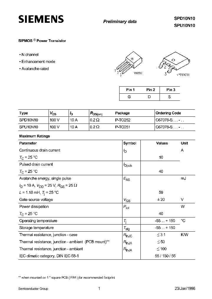 SPD10N10_1004214.PDF Datasheet