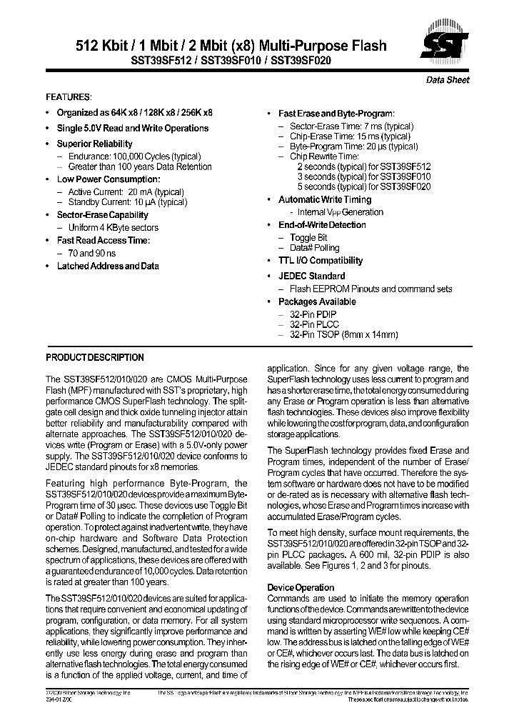 SST39SF020-70-4C-NH_1004405.PDF Datasheet