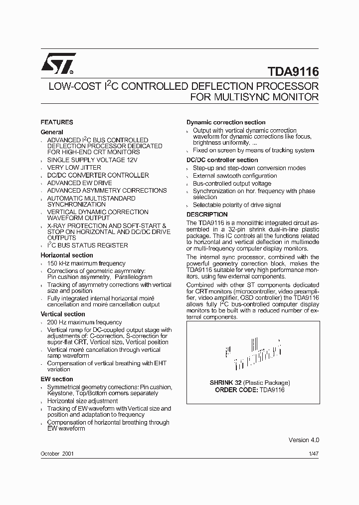 TDA9116_1005287.PDF Datasheet